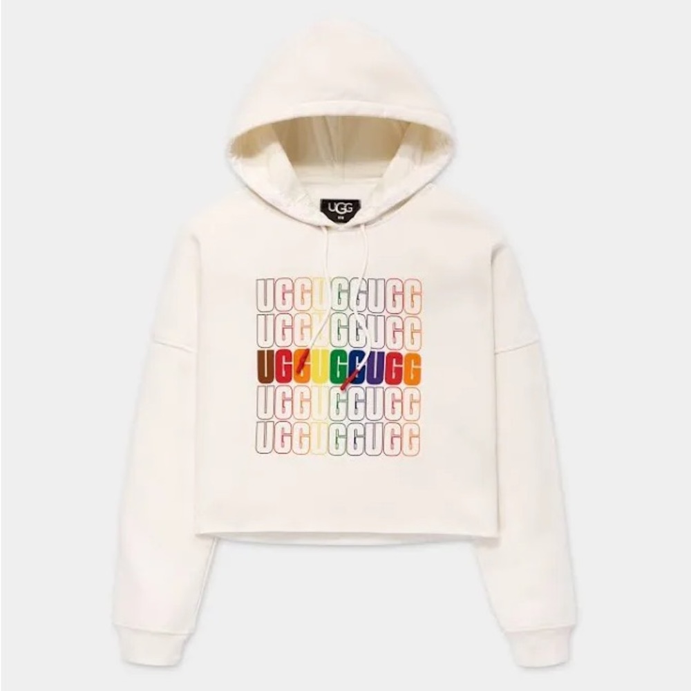 UGG unisex Keira Pride Crop Hoodie in Rainbow Logo